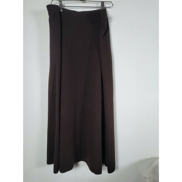Eileen Fisher Womens Brown Wool Knit Maxi Skirt Size XL Pull-On A-Line